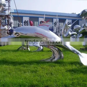 Outdoor Stainless Steel Garden Animal Dolphin Sculpture thumbnail-1