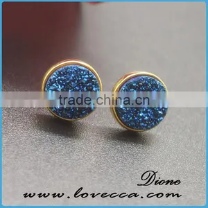 925 Sterling Silver Natural Agate Crystal Birthstone Stud Earrings Druzy Jewelry thumbnail-1