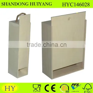 Unfinished Wood Wine Box, Sliding Lid Wood Bottle Box thumbnail-1
