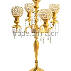 Gold Plated Crystal Ball Centerpiece Candelabra thumbnail-1
