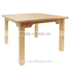 Children's Furniture Solid Beech Wood Kids Table and Chair Set of 3 Natural Varnish Used Kids Table and Chairs thumbnail-3