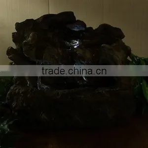 Aged Tree Trunk Tabletop Fountain With LED Lights thumbnail-2