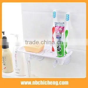 Strong Suction Storage Holder Plastic Wall Shelf Rack Bath Accessries Rack thumbnail-1