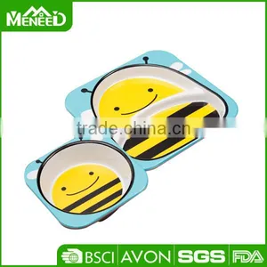 Children Honeybee Plates & Bowl Set, 2pcs Bee Shape Good Quality Kids Dinnerware thumbnail-1