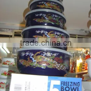 Hot Sale Enamel Storage Bowl Mixing Bowl Salad Bowl With PP Lid Food Container thumbnail-3