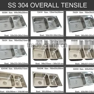 Double Bowl Stainless Steel Drop-In Topmount Kitchen Sink thumbnail-3