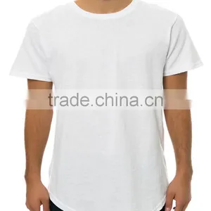 Longline Curved Hem Mens White t Shirt With High Quality thumbnail-1