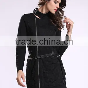 2014 New Arrival Ladies Asymmetrical Zip Long Coat Fashion Design Winter Overcoat thumbnail-4