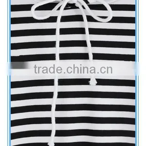 Black White Hooded Striped Dip Hem Sweatshirt thumbnail-2