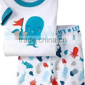 Fashion New Starfish Printed Short Sleeve Pajamas Suits Kids Cotton Sleepwear thumbnail-1