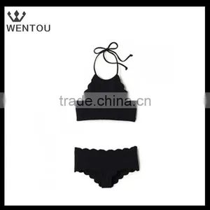 Wholesale Scalloped High Neck Halter Top thumbnail-1