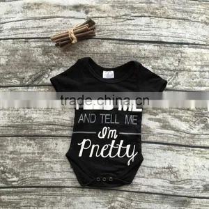 Infant Baby Girls Boutique Clothing Sets Toddler Outfits Feed me and Tell me I'm Pretty Romper Infant Toddler Girls Romper thumbnail-1