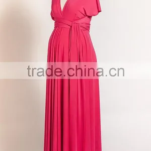 Elegant Cap Sleeves Oversized Maternity Clothes Women Fucsia Maternity Dress thumbnail-2