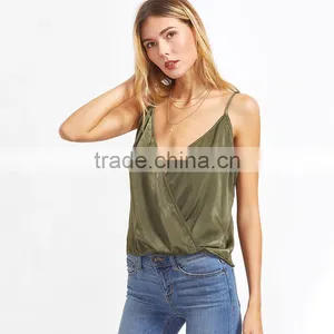 Simple Design Ladies Top, Sexy Deep V-neck Tank Top thumbnail-3