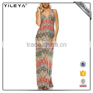 Pattern Printed Latest Fashion Maxi Dresses for Ladies,summer Hippie Clothing Cotton Boho Maxi Dress thumbnail-1