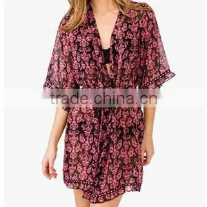 Ladies Sexy Sleepwear Ladies Sexy Sleepwear Robe Damask Print Sleep Robe Nightwear Dress Robe Lady Night Dresses Sleepwear thumbnail-1