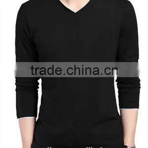 V Neck Long Sleeve Slim Fit Tee Shirt thumbnail-1