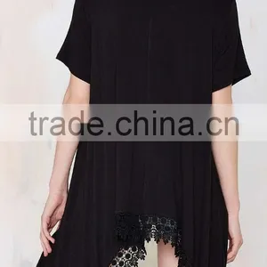 Women's Swallow Tail Hem Asymmetric Middle-long t Shirt thumbnail-3