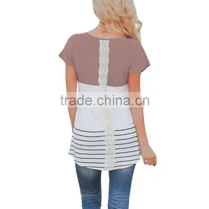 Custom Fashion Ladies Short Sleeve Blouses for Wholesale 2017 thumbnail-6