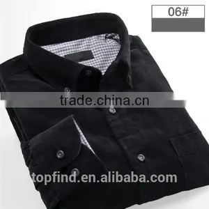 Hot Sale Autumn Thick Men's Black Standard-fit Corduroy Shirt thumbnail-1