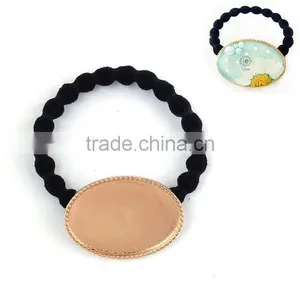 Zinc Based Alloy DIY Resin Mold For Jewelry Making Hair Ties Oval Gold Plated & Black thumbnail-1