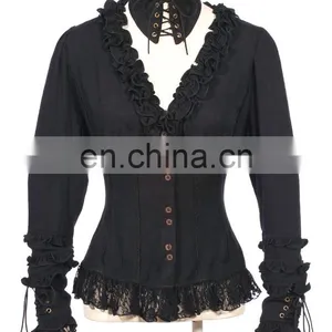 Gothic Longsleeve Blouse With Collar thumbnail-1