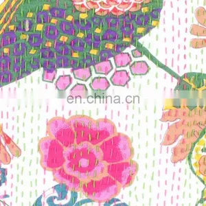 INDIAN WHITE PINEAPPLE CUSHION COVER DECORATIVE PILLOW CASE ETHNIC SOFA THROW FLORAL KANTHA CUSHION COVER thumbnail-2