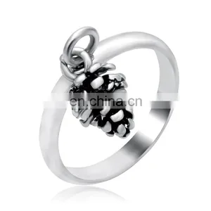 Ally Express Cheap Wholesale Metal Antique Silver 3D Pine Cone Ring For Women thumbnail-2