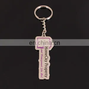 Custom Logo Key Shaped Metal Keychain thumbnail-1