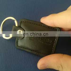 Black Leather Key Ring Holder With Embossed Logo thumbnail-2