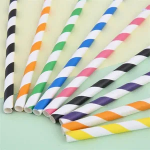 Recyclable Paper Straws With Thin Colored Stripes thumbnail-2