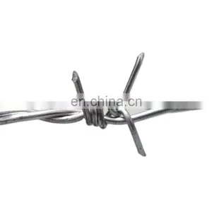 Barbed Wire Galvanized/pvc Coated Barbed Roll With Handle or Wooden Spool Barbedwire Fence Double Twisted Galvanized Barbed thumbnail-1