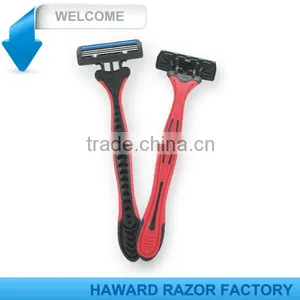 D316L Rubber Handle Triple Disposable Shaving Razor Blades thumbnail-3