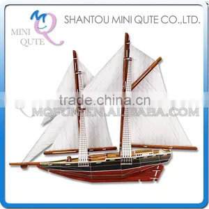 Mini Qute Blue Nose Ship Building Blocks 3d Paper Puzzle Diy Ship Model Cardboard Jigsaw Puzzle Game Educational Toy NO.B368-15 thumbnail-1