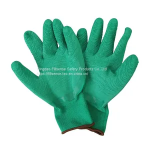 13Gauge Polyester Liner Wave Crinkle Latex Half Coated Gloves Latex 3/4 Coated Working Gloves Rubber Coated Gloves thumbnail-2