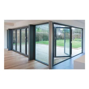 Customized Aluminum Clad Wood Bifolding Double Glazed Door thumbnail-4