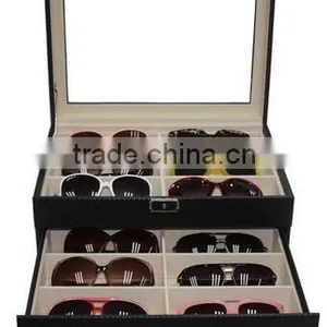 Black Leather Large Jewelry Box Sunglass Organizer,black Leather Watch Box Organizer,hard Shell Faux Leather Drawer Organizer thumbnail-3