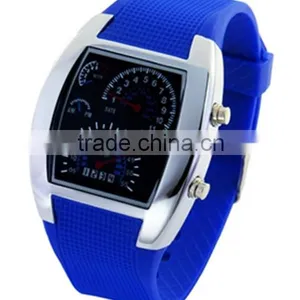 Flashing Blue Lights Silicone Flight Military Watches for Men thumbnail-3