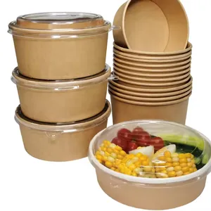 2024 Best Sale Paper Salad Soup Bowls With Lids 8Oz 16Oz 32Oz Kraft Paper Bowls thumbnail-4