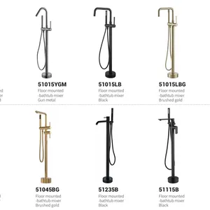 Minimalist Design Smooth Lines Elegant Shape Floor Mounted Bathtub Mixer Series thumbnail-4