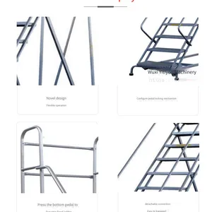 Stainless Steel Climbing Ladder, Mobile Ladder for Workshops, Industrial Turnover Ladder, Anti-slip and Stable, Customizable on Demand, Automatic Brake, Mobile thumbnail-4