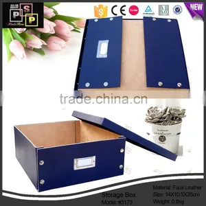 China Manufacturer Custome Foldable PU Leather Toy Storage Box With Lid thumbnail-1
