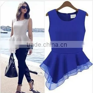 Instyles SUMMER EUROPEAN SLEEVELESS LADIES BLOUSE, CHIFFON BLOUSE, IRREGULAR Boutique Clothing Clothing thumbnail-1