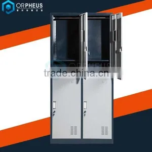 Promotional Unassembled Double Tier 4 Doors Metal Wardrobe Lockers for School Gym Locker thumbnail-1
