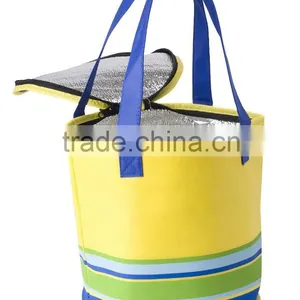 Large Round Reusable Insulated Picnic Cooler Shopping Bag thumbnail-1