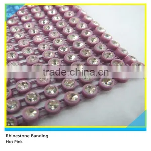 Diamond Banding Sew on Ss10 3mm Crystal Hot Pink Banding 1x180 Pcs 10 Yards thumbnail-1
