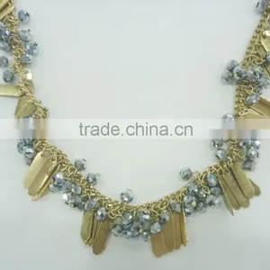 FASHION BEADED DISCS LONG NECKLACE EARRING SET thumbnail-2
