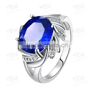 2015 Latest Popular Single Big Blue Neelam Stone Gold Ring Designs for Women Ladies Quality Choice thumbnail-1