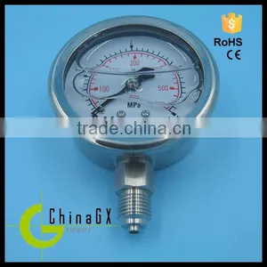 PGV Series All Stainless Glycerine or Silicone Oil Filled Pressure Gauge Manometer thumbnail-2