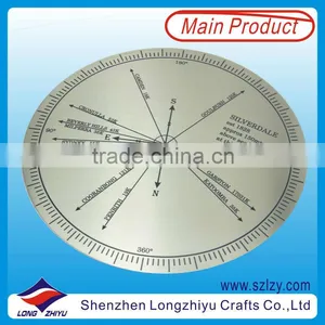 Compass 300mm Round Silver 304 Brushed Stainless Steel Nameplate,metal Large Plate Logo Badge Label Plate With 3M Adhesive Tape thumbnail-1
